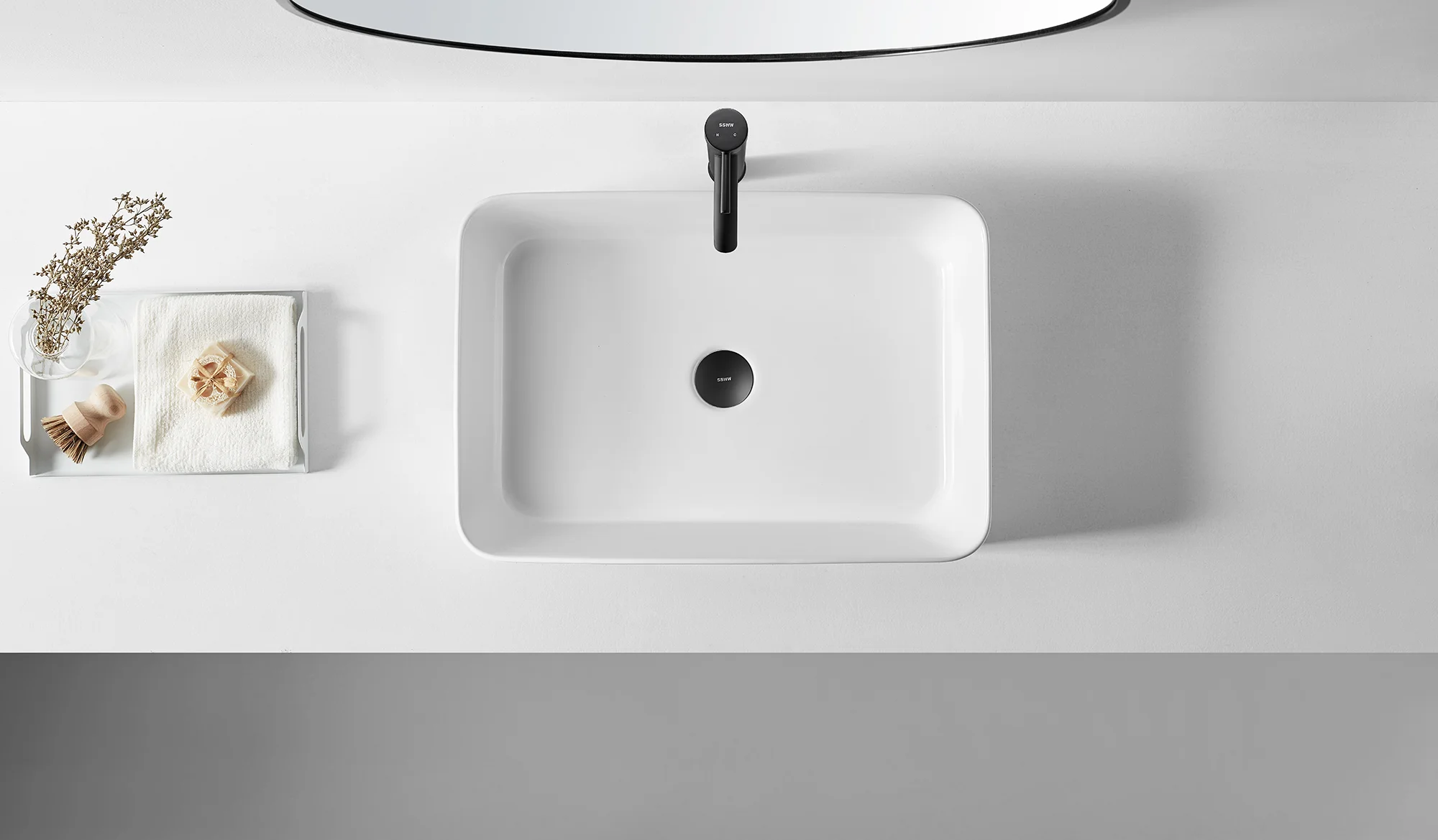 Раковина накладная 55, белая SSWW CL3337