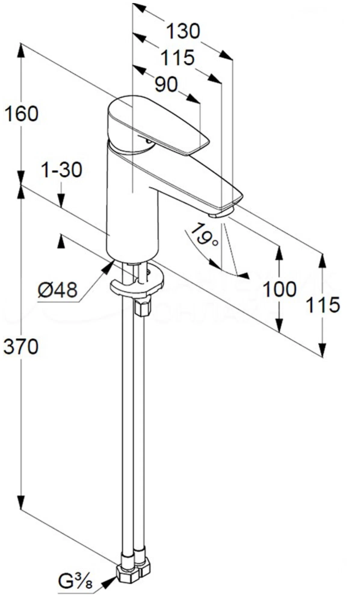 Смеситель для раковины 100, хром Kludi Pure&Solid 342920575