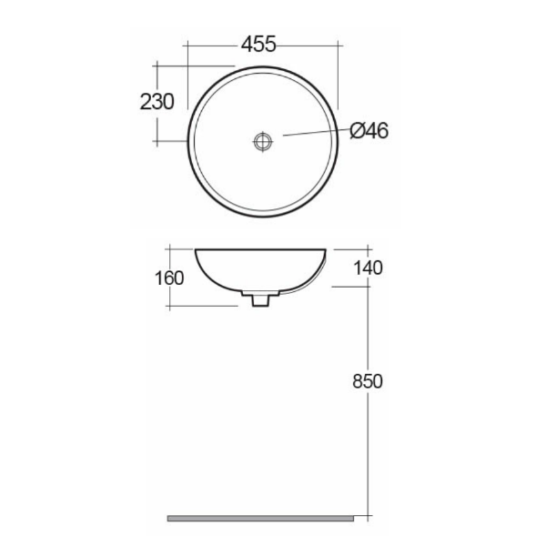 Раковина накладная 45, белая Rak Ceramics Diana OC137AWHA