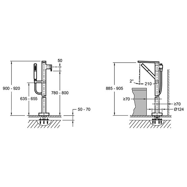 Смеситель для ванны, напольный, хром Jacob Delafon Composed E73087-CP