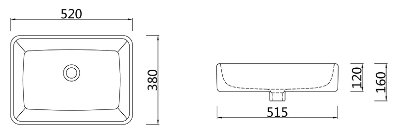Раковина накладная 52, белая SSWW CL3153