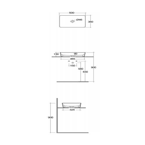 Раковина накладная 50, серая Rak Ceramics Feeling FEECT5000503A