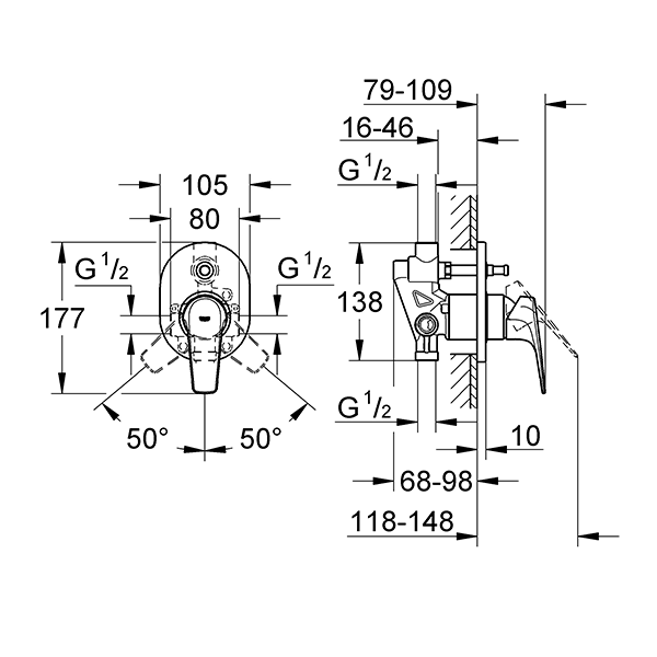 Встраиваемый смеситель Grohe BauFlow для ванны 29045000