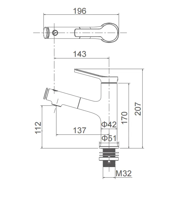 Смеситель для раковины, серый SSWW SATM016B-GA0-1