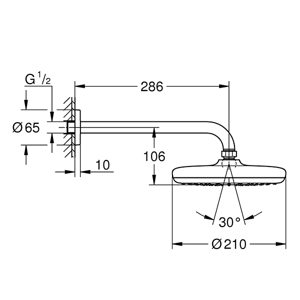Верхний душ Grohe New Tempesta 210 26412000