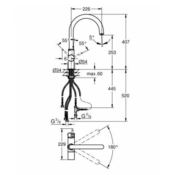 Смеситель для кухни, хром Grohe Blue Pure 33251000