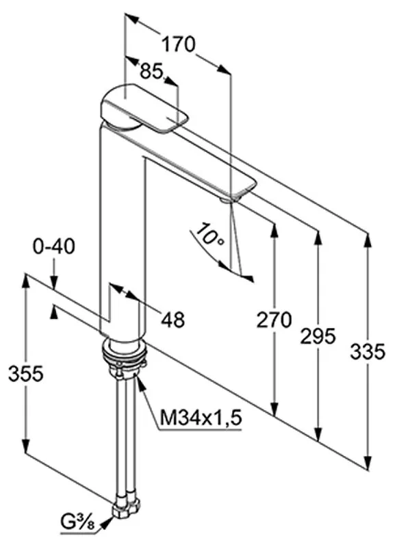 Смеситель для раковины 270, хром Kludi Ameo 412980575