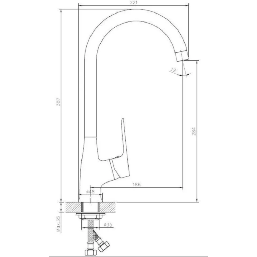 Смеситель для кухни, хром ESKO Delhi DL 519