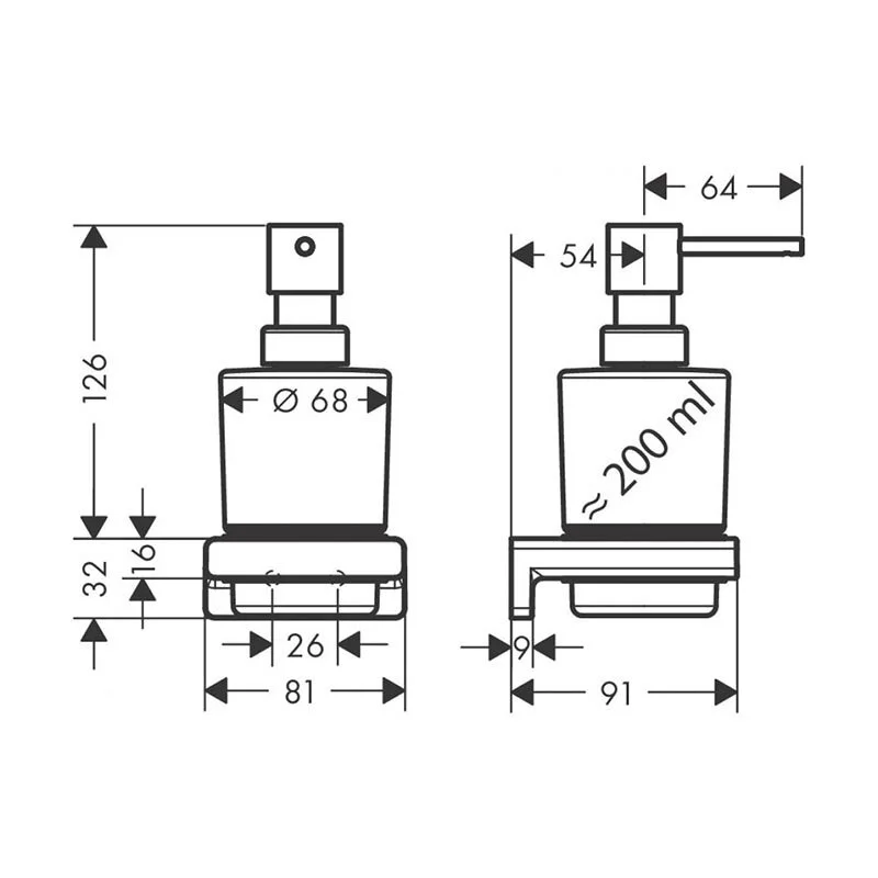 Дозатор жидкого мыла с держателем, хром Hansgrohe AddStoris 41745000
