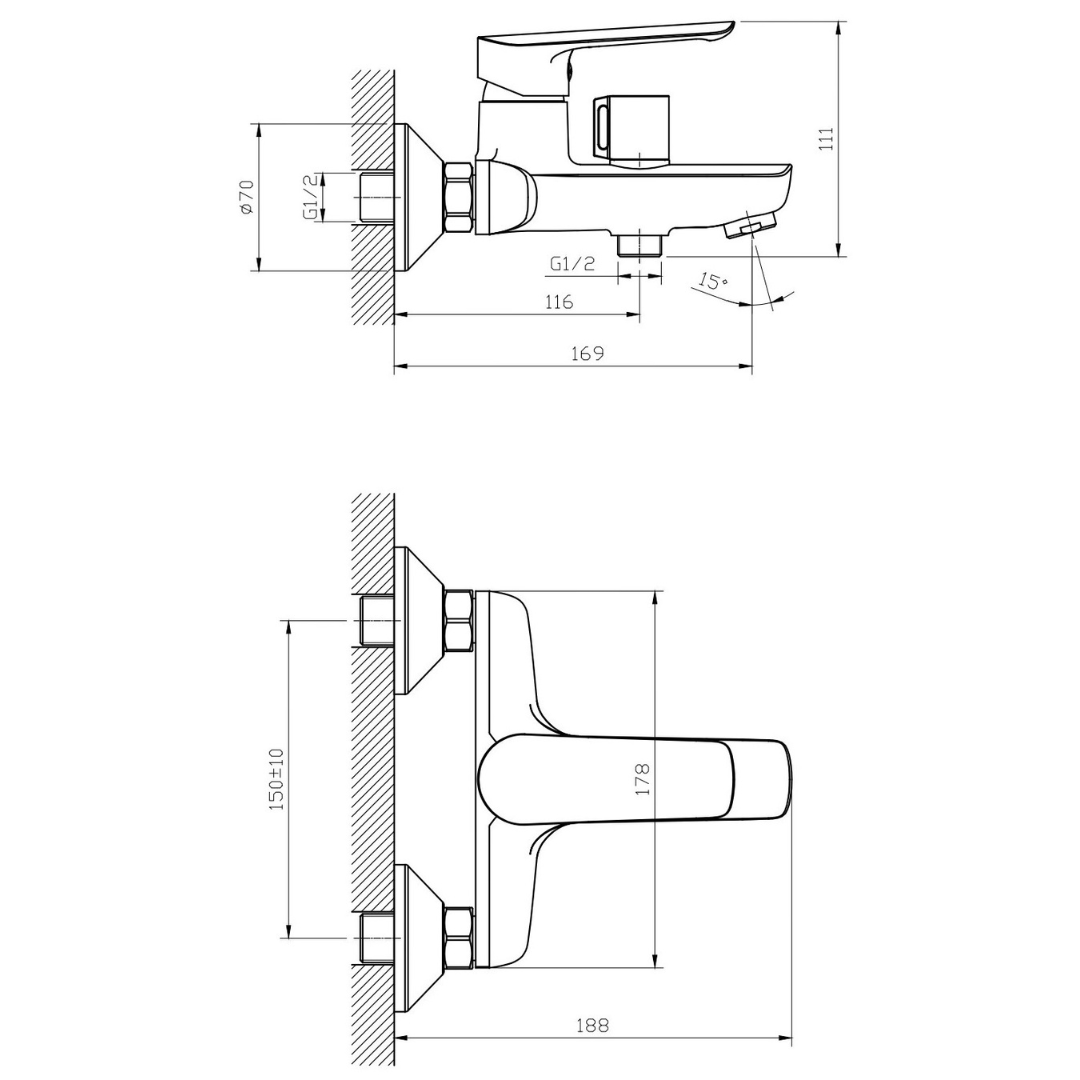 Смеситель для ванны, оружейная сталь ESKO Lagos LG54GM