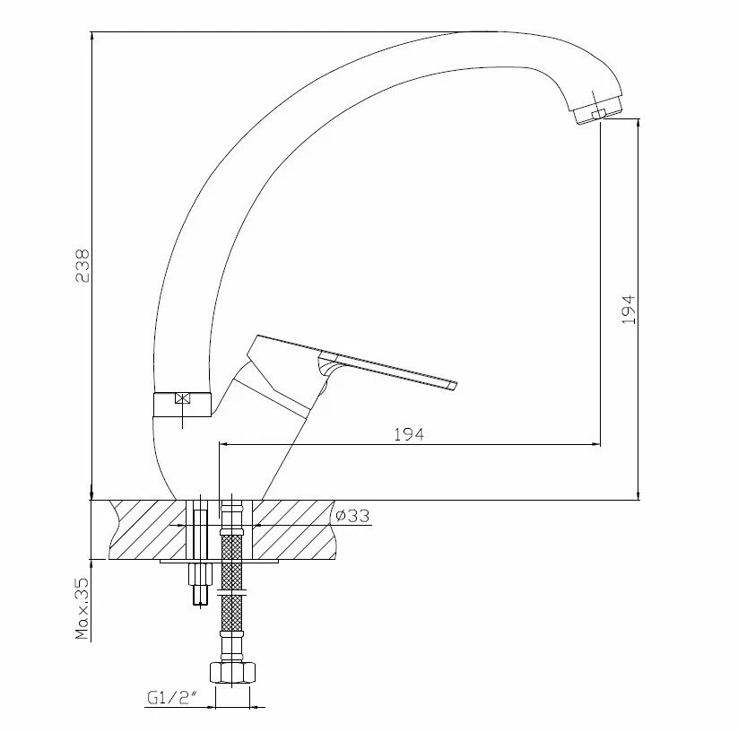 Смеситель для кухни, хром ESKO Saint-Petersburg SPb 03