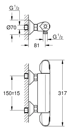 Термостат для душа, хром Grohe Grohtherm 1000 34814003