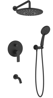 Душевая система со смесителем для ванны, встраиваемая, черный ESKO Singapore Black 7in1 SB