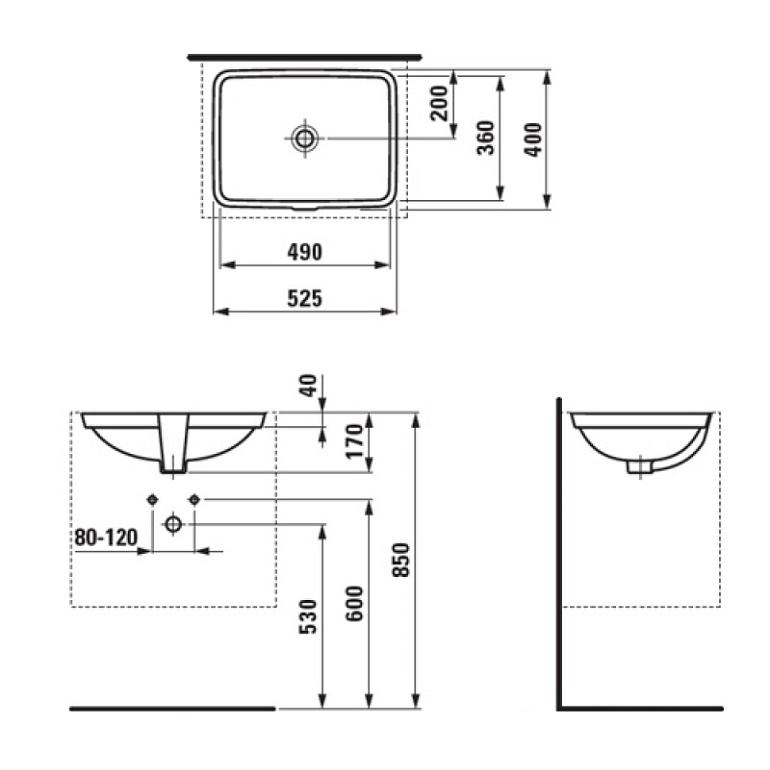Раковина накладная 56, белая Laufen Pro 8129610001041