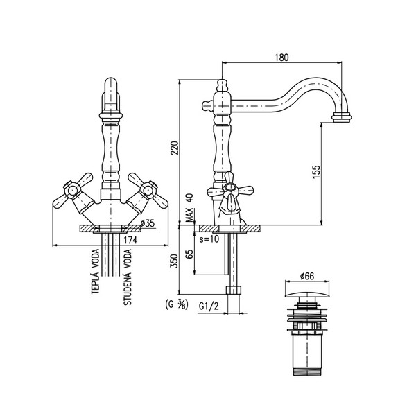 MK521.5/8 MORAVA RETRO Смеситель для умывальника 