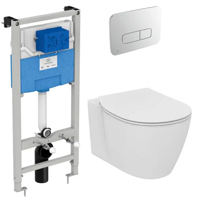 Комплект 4в1: Инсталляция, панель смыва, унитаз с сиденьем Ideal Standard Connect K21091301