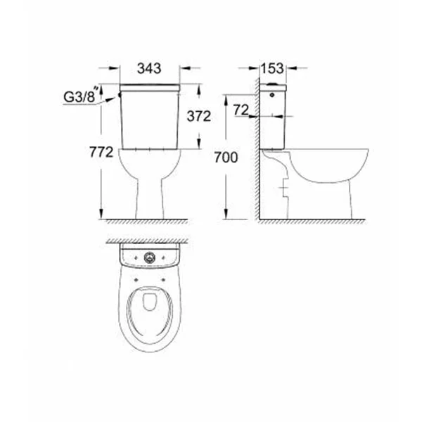 Бачок для унитаза, альпин-белый Grohe Bau Ceramic 39494000
