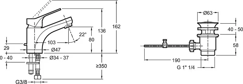 Смеситель для раковины, хром Jacob Delafon Brive E75760-4-CP