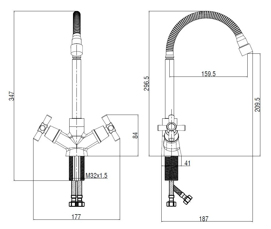Смеситель для кухни, хром VODA Dive DV519flex