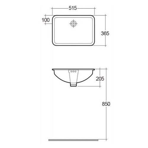 Раковина встраиваемая снизу 51, белая Rak Ceramics Cleo OC143AWHA