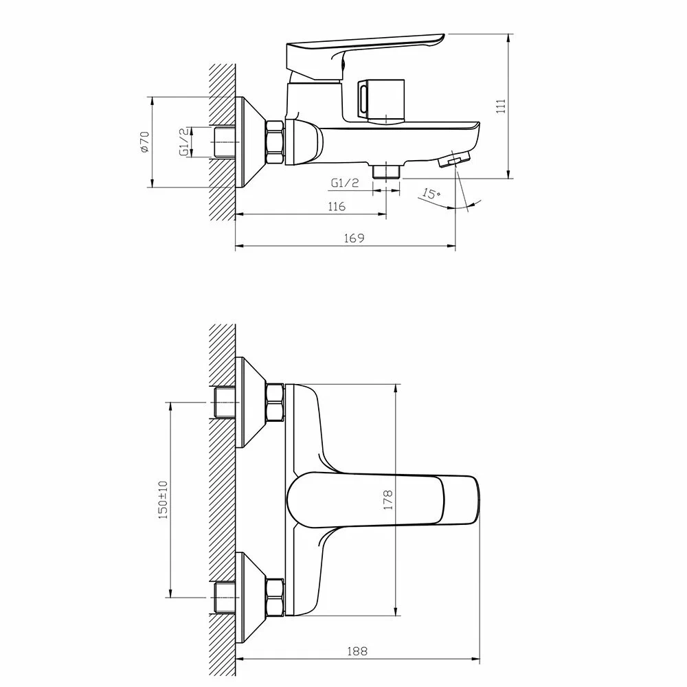 Смеситель для ванны, хром ESKO Lagos LG 54