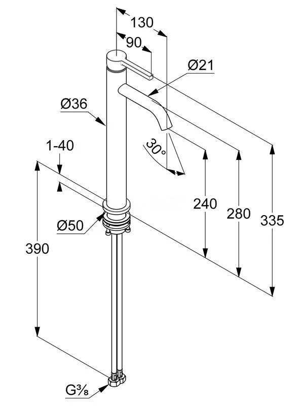 Смеситель для раковины, черный Kludi Nova Fonte 202983915