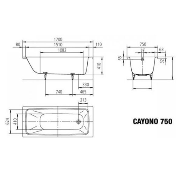 Ванна стальная 170х75 Kaldewei Cayono 750 Easy-Clean 275000013001