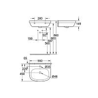 Раковина подвесная 55, альпин-белый Grohe Euro Ceramic 39336000