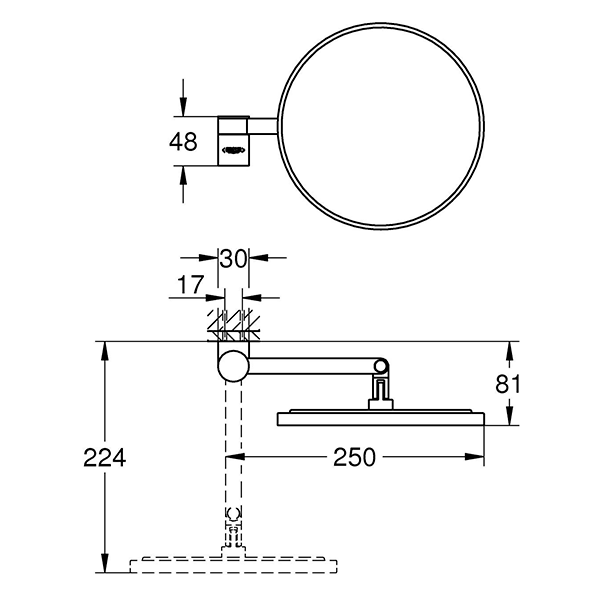 Зеркало косметическое, хром Grohe Selection 41077000