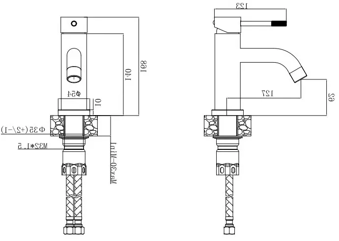 Смеситель для раковины, нерж.сталь VODA Vessel VSL26