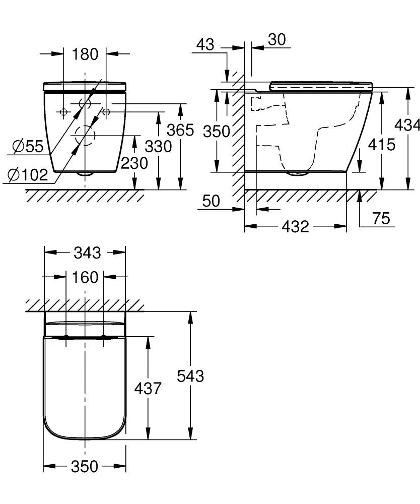 Унитаз подвесной с сиденьем, альпин-белый Grohe BauEdge Ceramic 106740SH00