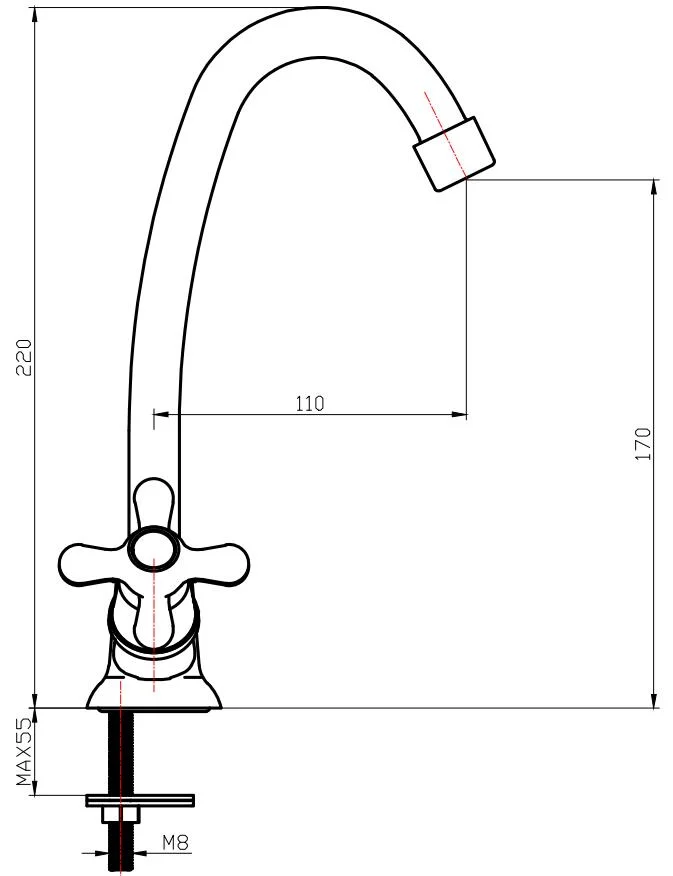 Смеситель для раковины, хром VODA Ladoga LDG26