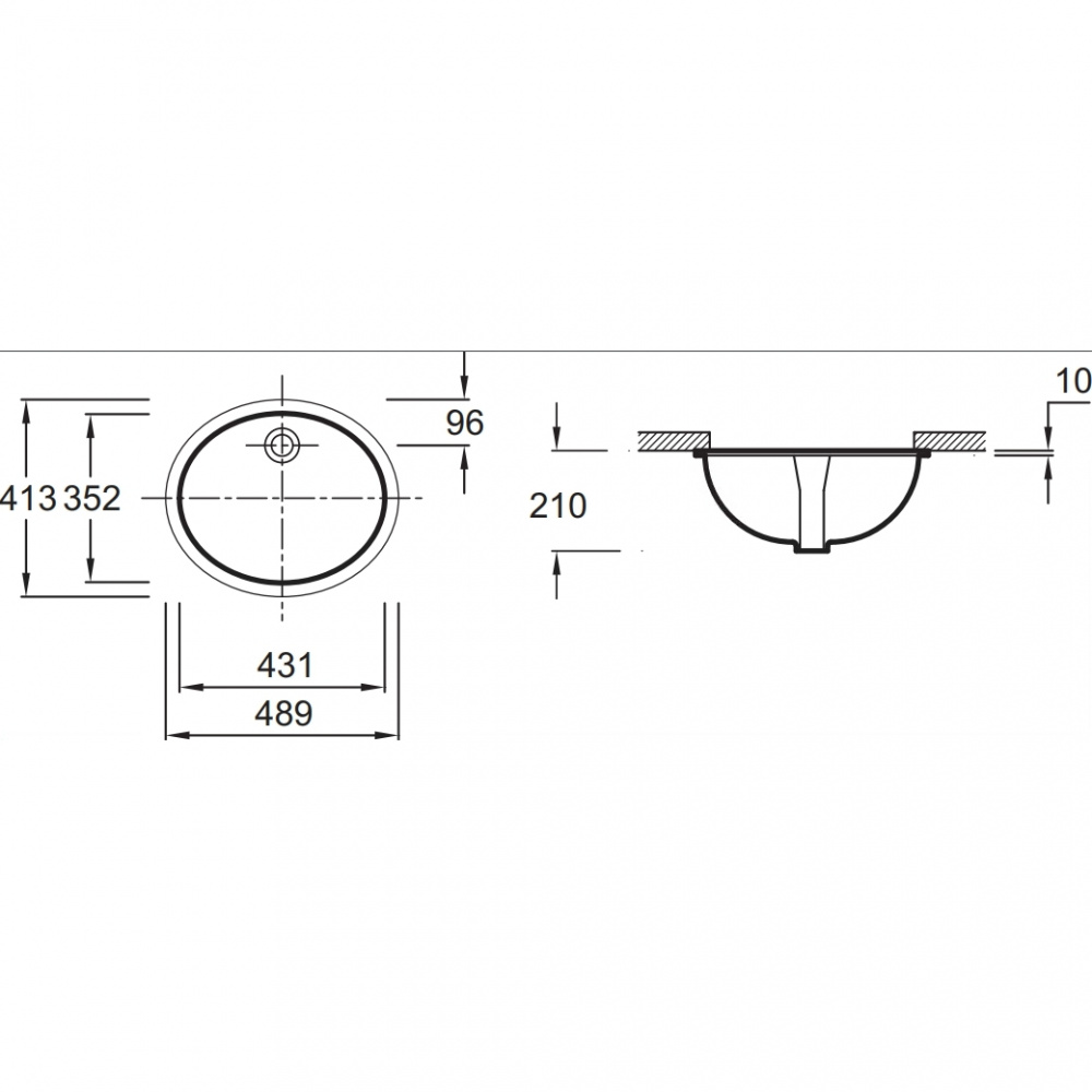 Раковина встраиваемая снизу 49, белая Jacob Delafon Caxton E2210-0