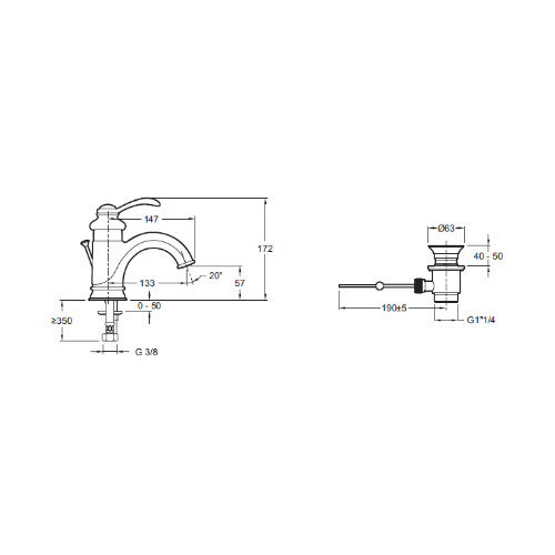 Смеситель для раковины, хром Jacob Delafon Fairfax E72090-CP