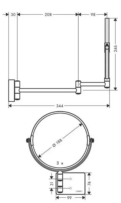 Зеркало косметическое, белый Hansgrohe AddStoris 41791700
