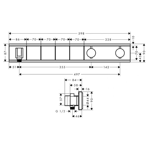 Термостат для душа, встраиваемый, для 4 потребителей, белый-хром Hansgrohe RainSelect 15357400