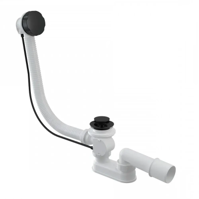 Сифон для ванны 80, автомат, комплект, черный Alcaplast A55BLACK-80