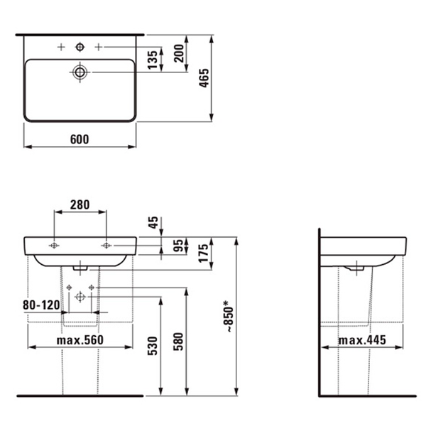 Раковина подвесная 60, белая Laufen Pro S 8109630001041
