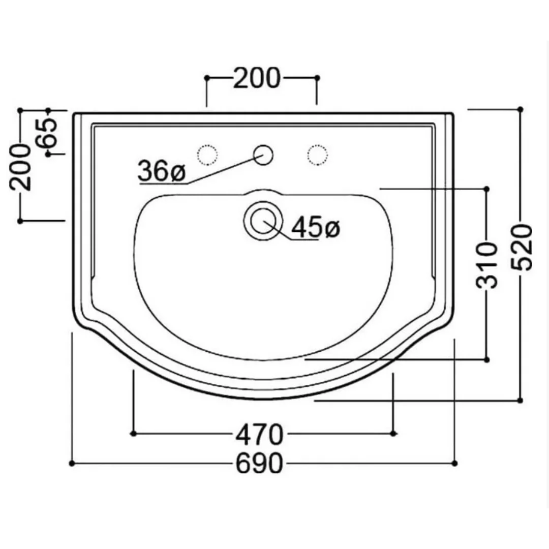 Раковина 69, встраиваемая Kerasan Retro 104601