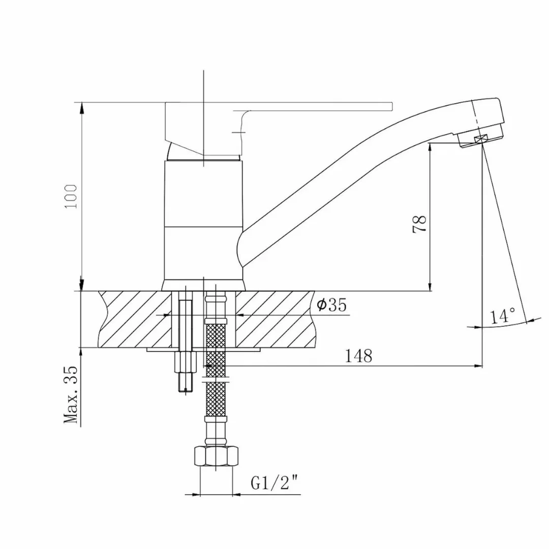 Смеситель для кухни, черный ESKO Lagos Black LG15B