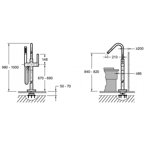 Смеситель для ванны, напольный, хром Jacob Delafon Stillness E97344-CP