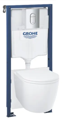 Комплект 5в1: Инсталляция с панелью смыва, унитаз с сиденьем Grohe Bau Ceramic Slim 103849SH00