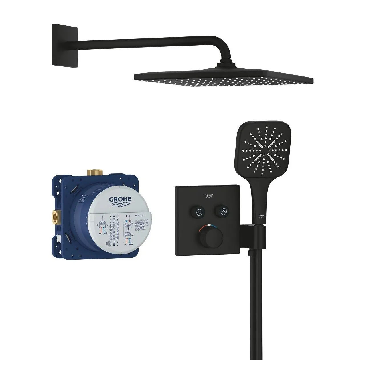 Душевая система встраиваемая, черный Grohe Grohtherm SmartControl CUBE 310 34865KF0