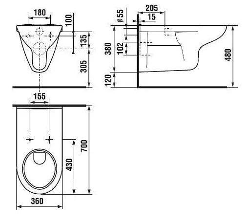 Унитаз подвесной, удлиненный Jika Olymp H8206420000001