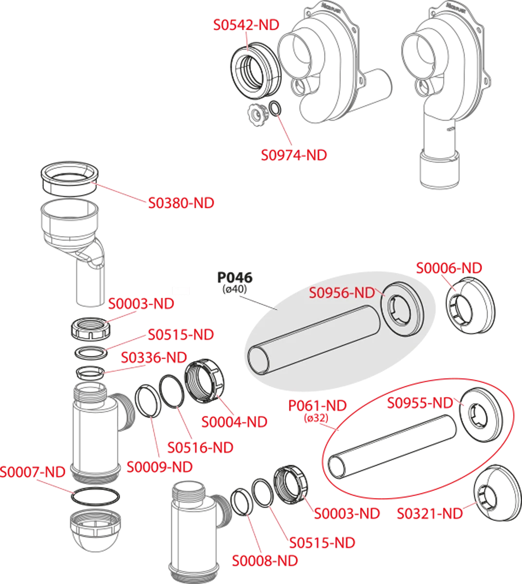 Cифон для писсуара с манжетой Alcaplast A45A