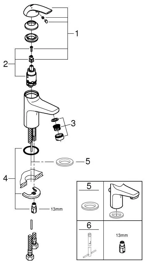 32848000 BauCurve Однорычажный смеситель для раковины, хром