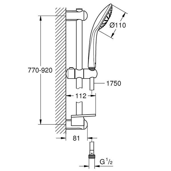 Душевой гарнитур 900, с мыльницей, хром Grohe Euphoria 110 Mono 27267001