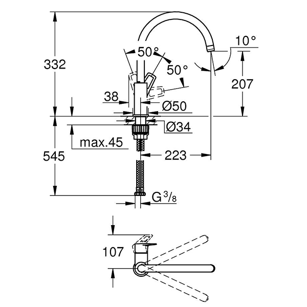 Смеситель для кухни GROHE BauLoop 31368001