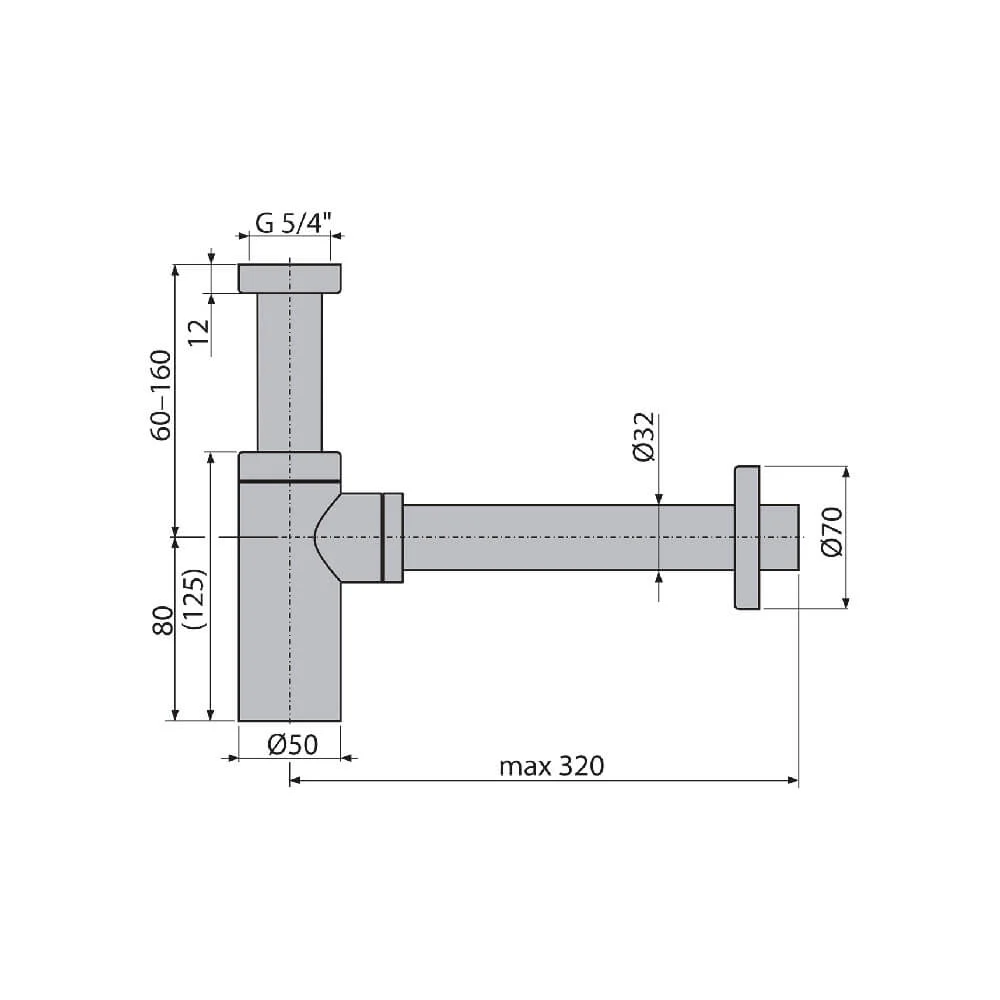 Сифон для раковины d32, золото Alcaplast Design A400-G-P
