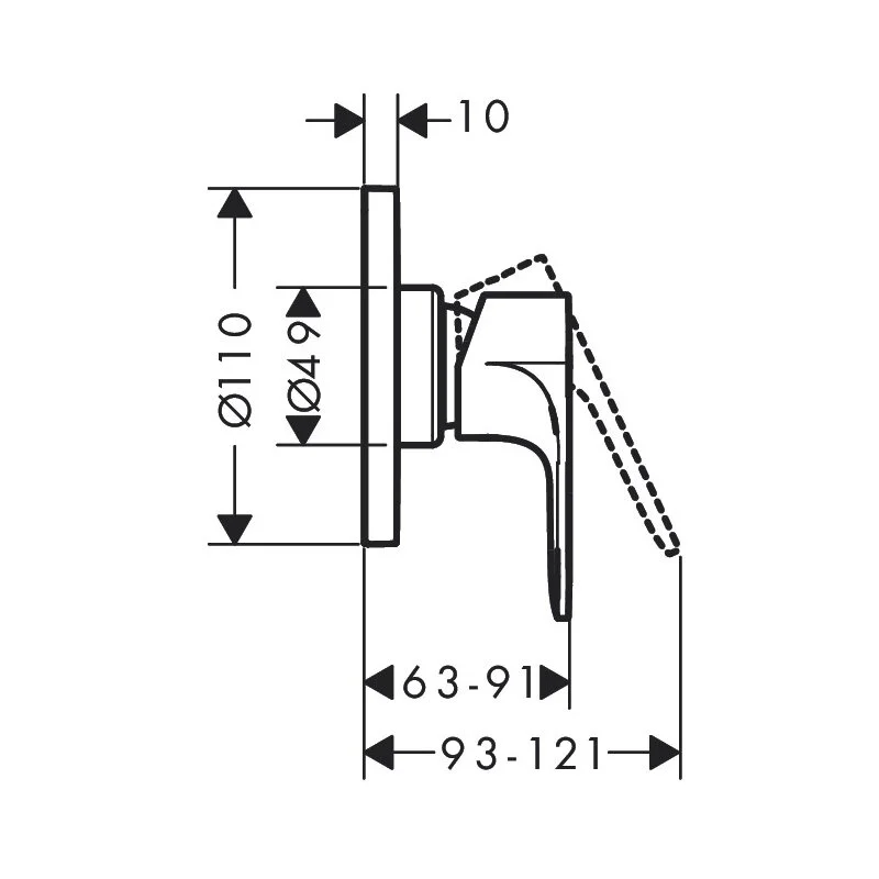 Смеситель для душа со скрытой монтажной частью, хром Hansgrohe Rebris S 72648000